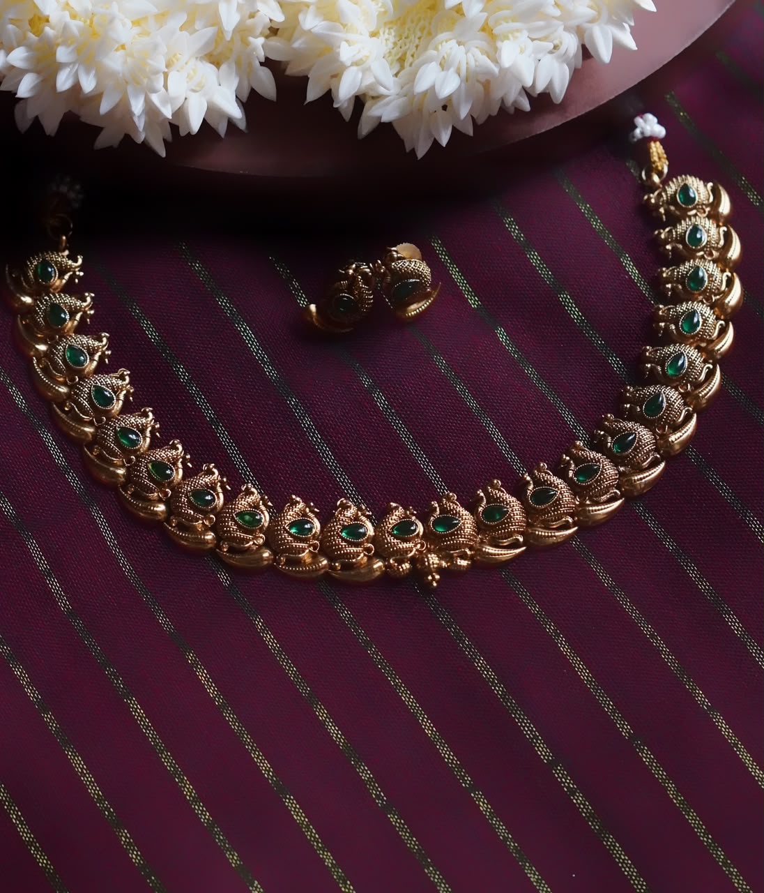 Green Mayuri Choker Set